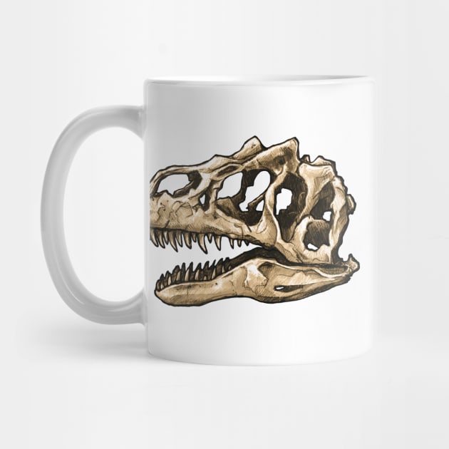 Dinosaur Skull Allosaurus Sticker by CassWArt